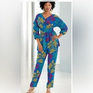 🔥ASHRO, Obiani Pant Set,Vibrant & Absolutely Stunning,Vacation Perfect, Size 2X